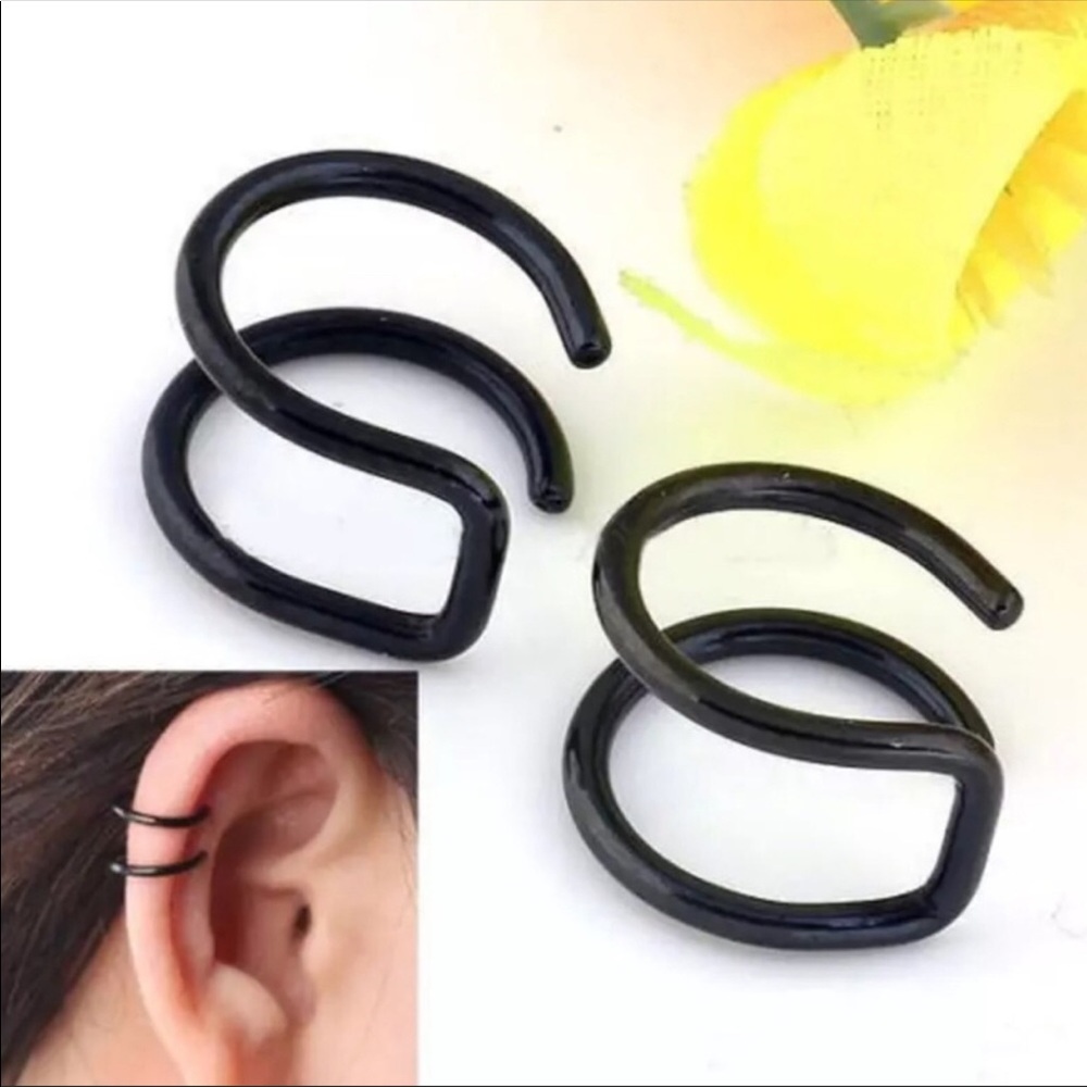 🖤 Black Double Band Ear Cuff